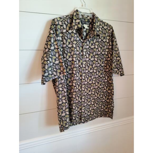 Tori Richard Hawaiian Button Down Shirt Men's Size M Black Tropical Short Sleeve - Picture 7 of 14